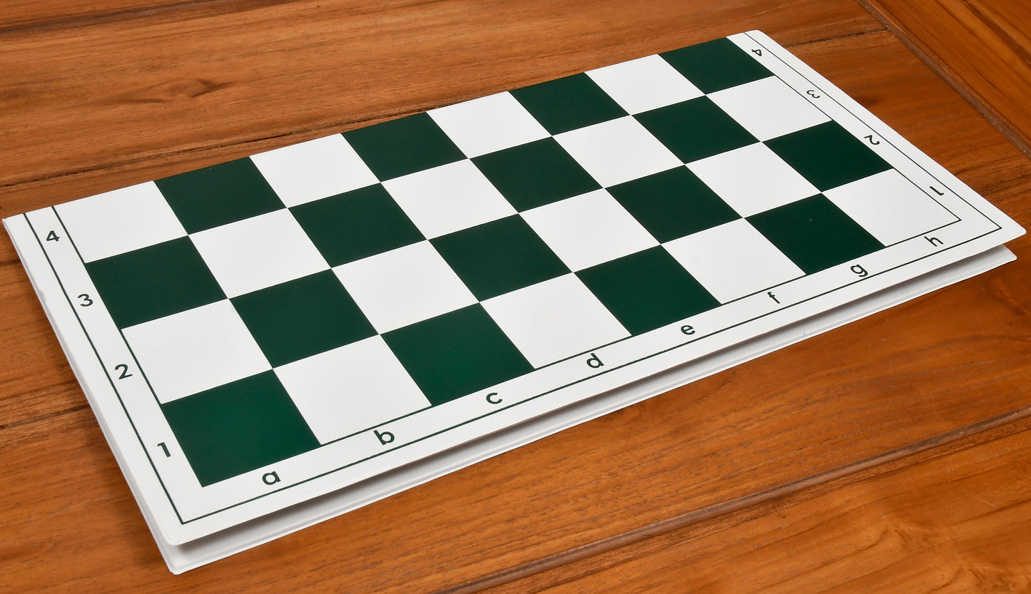 Double Folding Tournament PVC Chess Board with Algebraic Notation in Green & White Color 20" - 55 mm