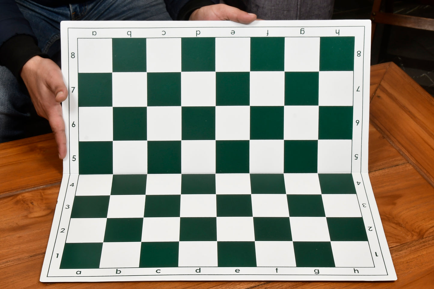 Folding Tournament PVC Chess Board with Algebraic Notation in Green & White Color 20" - 55 mm