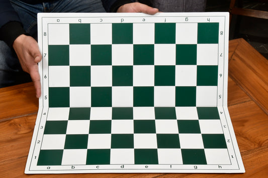 Folding Tournament PVC Chess Board with Algebraic Notation in Green & White Color 20" - 55 mm