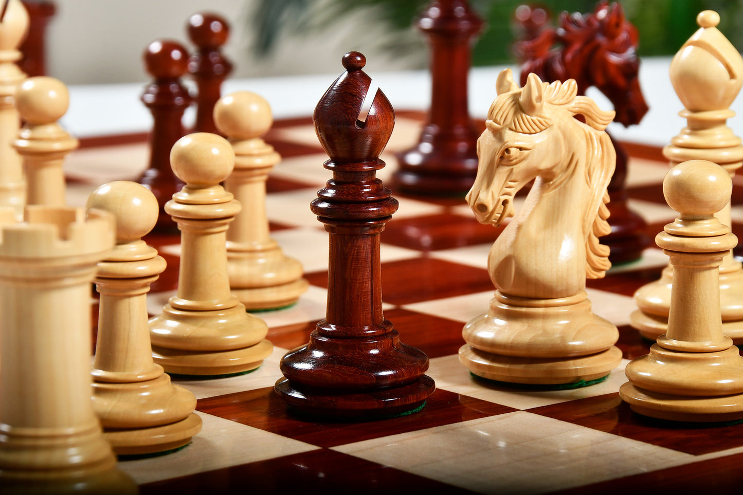 The French Warrior Luxury Wooden Chess Pieces in Bud Rose Wood & Box Wood - 4.4" King
