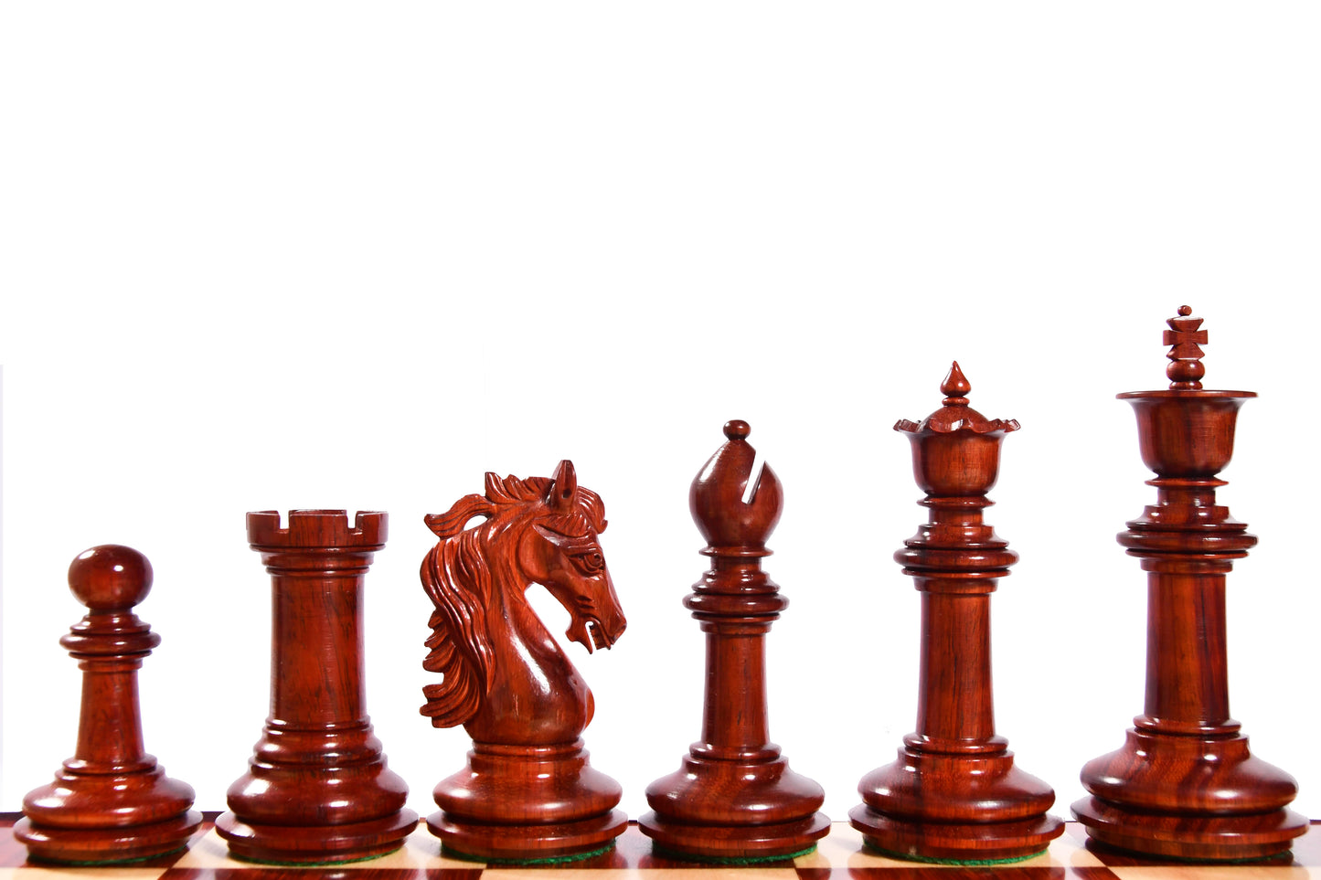 The French Warrior Luxury Wooden Chess Pieces in Bud Rose Wood & Box Wood - 4.4" King