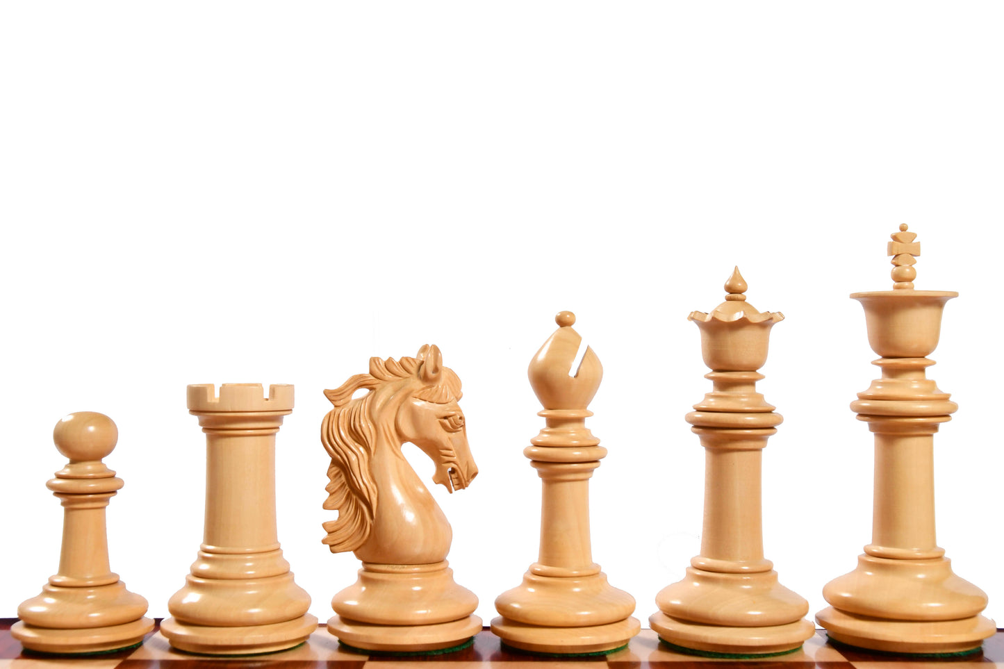 The French Warrior Luxury Wooden Chess Pieces in Bud Rose Wood & Box Wood - 4.4" King