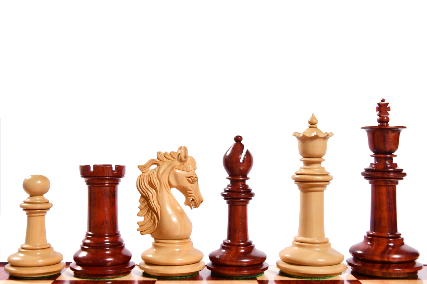 The French Warrior Luxury Wooden Chess Pieces in Bud Rose Wood & Box Wood - 4.4" King