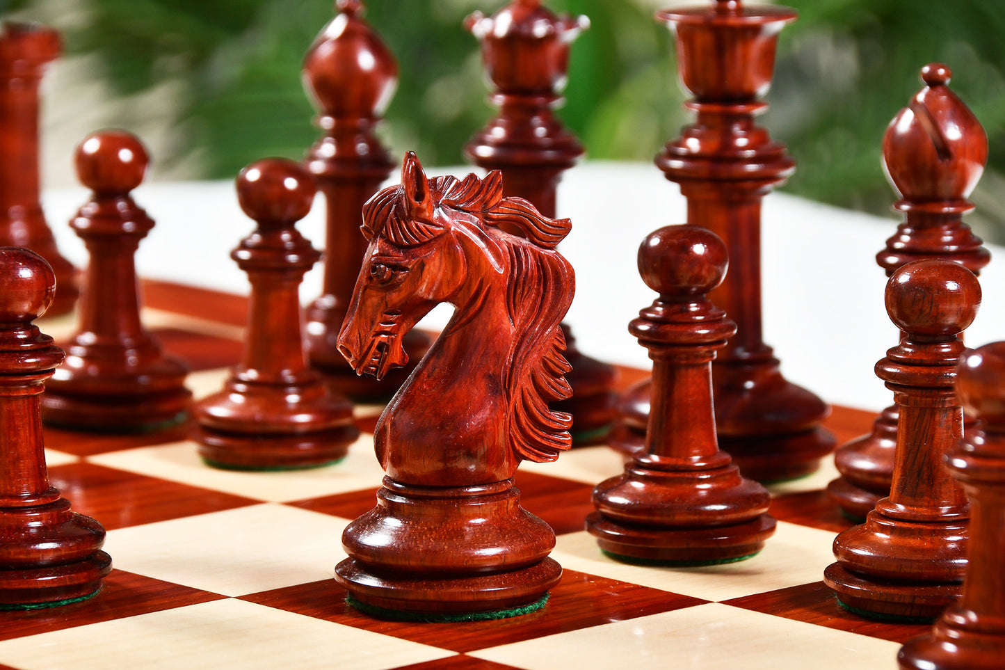 The French Warrior Luxury Wooden Chess Pieces in Bud Rose Wood & Box Wood - 4.4" King