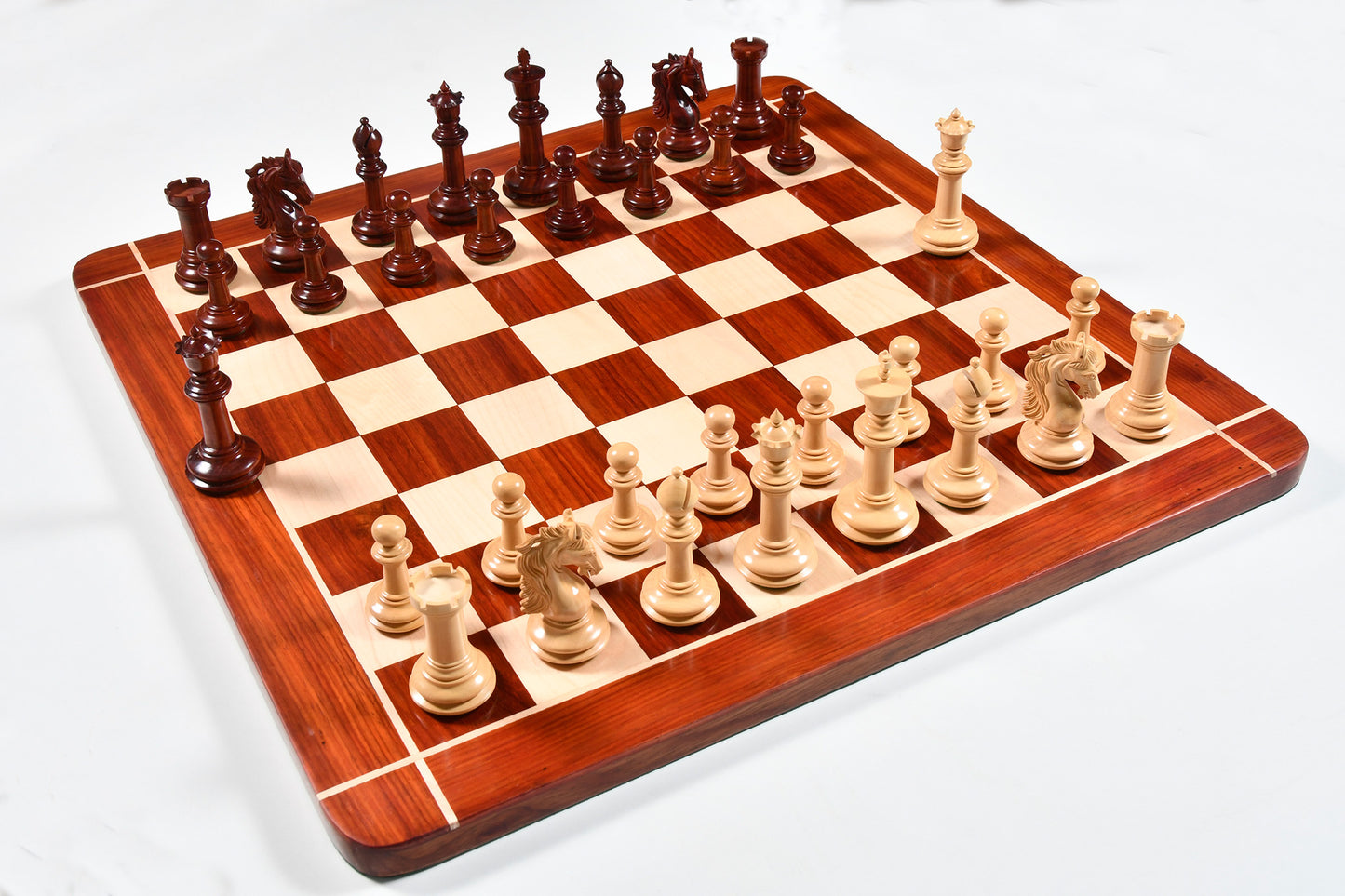 The French Warrior Luxury Wooden Chess Pieces in Bud Rose Wood & Box Wood - 4.4" King