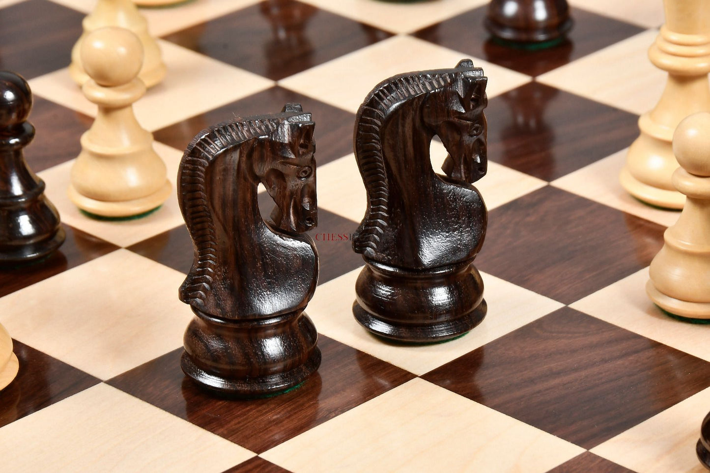 Old 1959 Russian Zagreb Staunton Chess Pieces in Rosewood / Natural Boxwood - 3.8" King