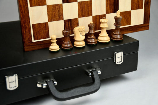 The Old Russian Zagreb 3.1 inch Chess Set in Sheesham Wood with 15 inch Wooden Chessboard & Storage Box