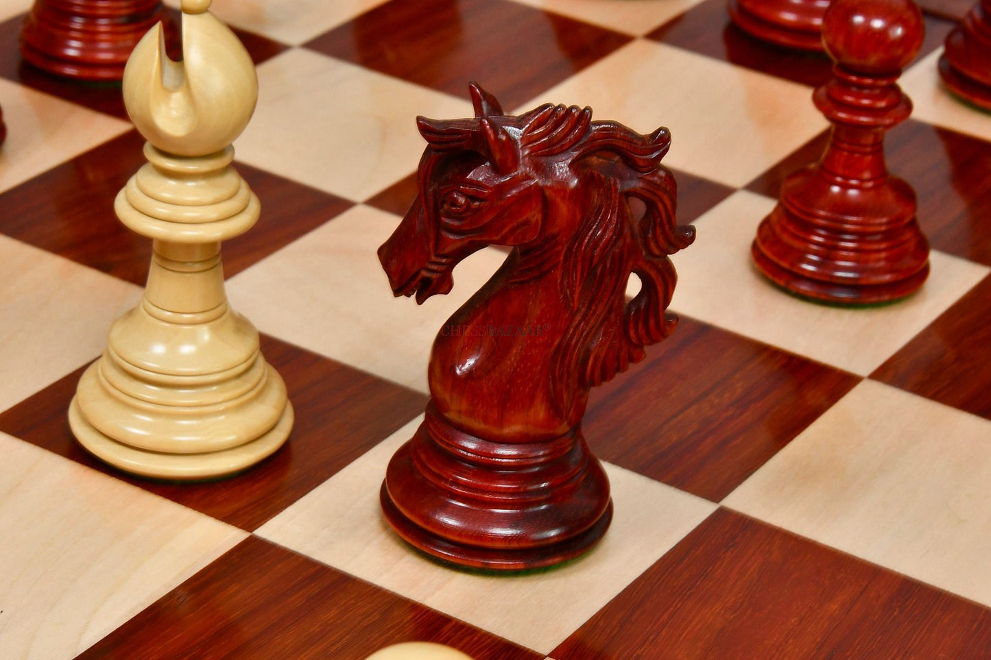American Adios Series Luxury Chess Pieces in Bud Rose / Box Wood - 4.4" King