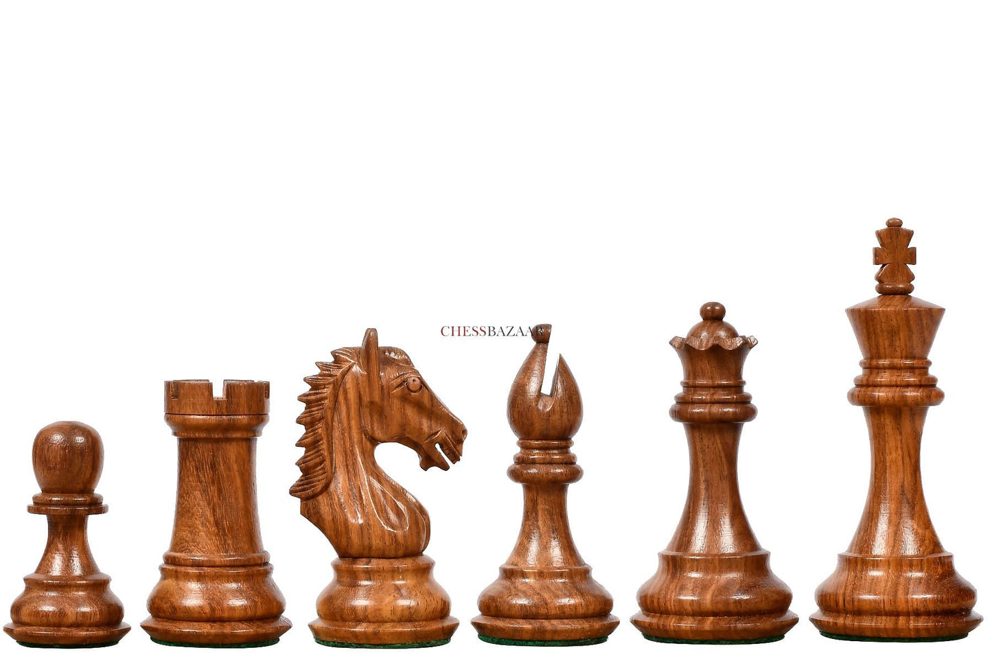 Derby Knight Staunton Weighted Chess Pieces in Sheesham & Boxwood - 4.1" King