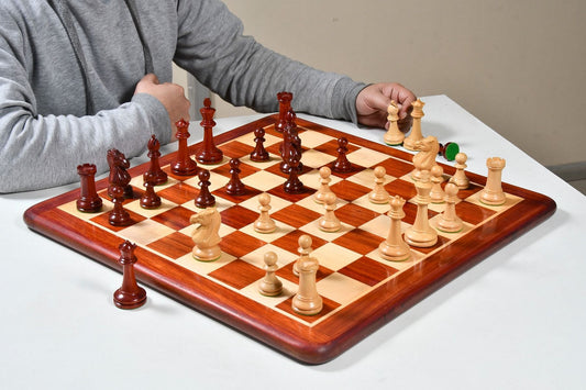 GM Blitz Edition Staunton Series Chess Set in Bud Rosewood / Boxwood with Wooden Chess Board - 3.75" King