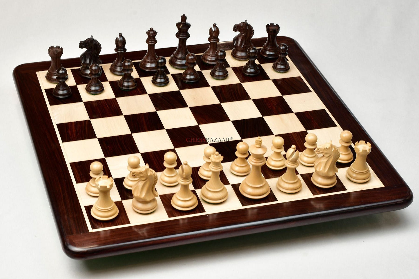 Combo of The Fierce Knight Staunton Chess Pieces in Indian Rosewood & Box Wood With Board & Box- 3.5" King