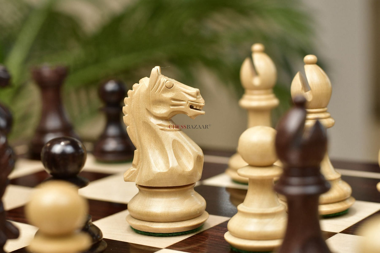 Combo of The Fierce Knight Staunton Chess Pieces in Indian Rosewood & Box Wood With Board & Box- 3.5" King