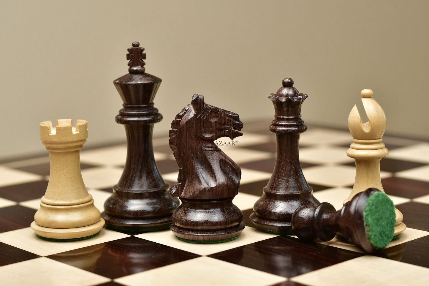 Combo of The Fierce Knight Staunton Chess Pieces in Indian Rosewood & Box Wood With Board & Box- 3.5" King