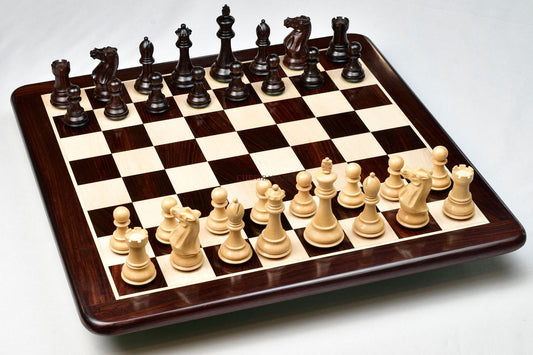 Combo of Desert Gold Staunton Series Chess Pieces in Rosewood & Box Wood With Board & Box- 4.0" King