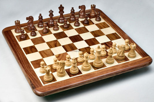 Combo of The Smokey Staunton Chess Pieces in Sheesham & Boxwood With Board & Box- 3.8" King