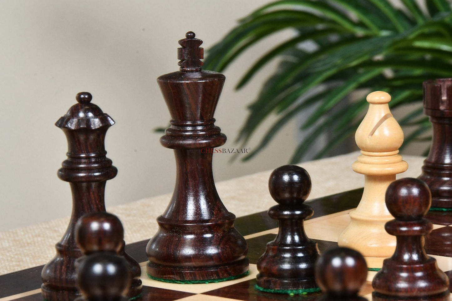 The Smokey Staunton Series Chess Pieces in Rose Wood & Boxwood - 3.8" King