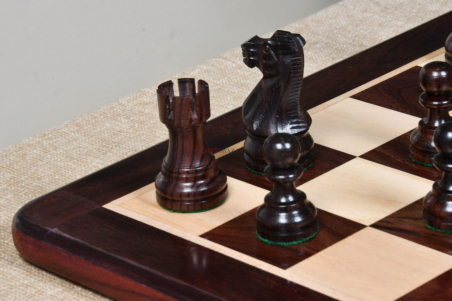 The Smokey Staunton Series Chess Pieces in Rose Wood & Boxwood - 3.8" King