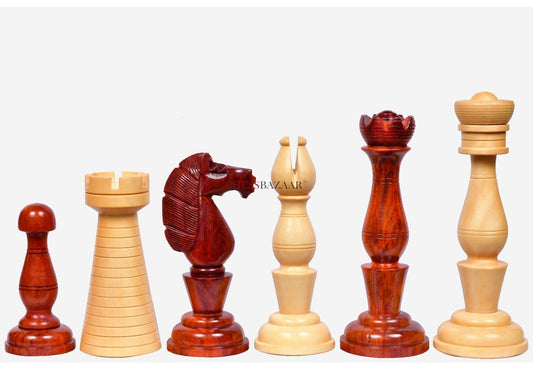 The Grand Divan Wood Chess Pieces from Simpson's-in-the-Strand in BudRosewood & Boxwood - 4.2" King w/ Extra Queens