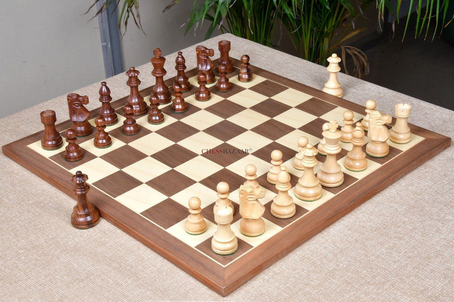 Reproduced French Lardy Exclusive Weighted Chess Pieces in Sheesham(Golden Rosewood) / Box wood - 3.75" Extra Queens