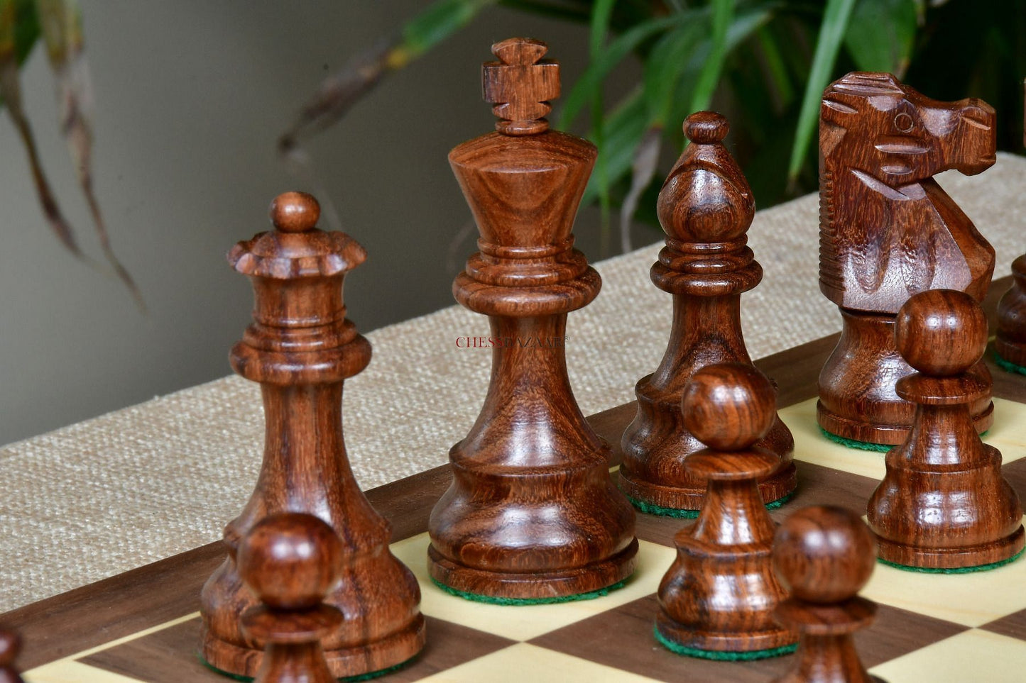 Reproduced French Lardy Exclusive Weighted Chess Pieces in Sheesham(Golden Rosewood) / Box wood - 3.75" Extra Queens