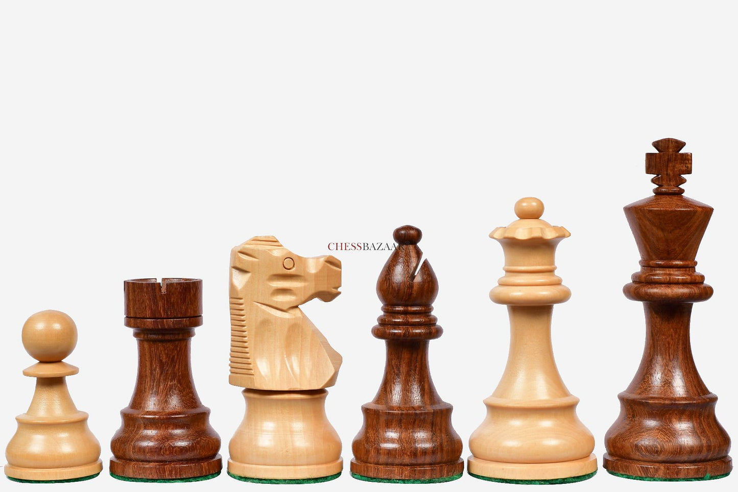 Reproduced French Lardy Exclusive Weighted Chess Pieces in Sheesham(Golden Rosewood) / Box wood - 3.75" Extra Queens