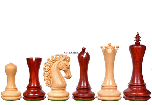 The Empire II Luxury Series Staunton Chess Pieces in Bud Rose / Box Wood - 4.4" King