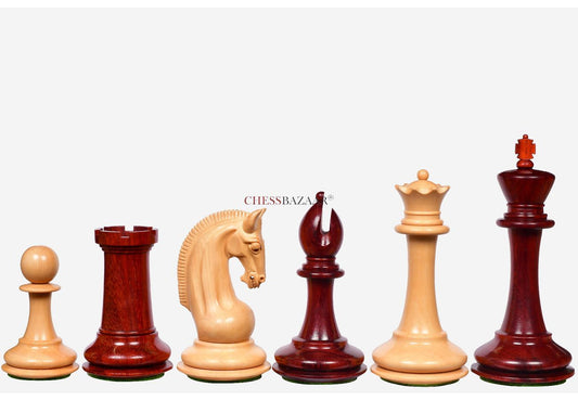 The CB Red Rum Luxury Staunton Series Chess Pieces in Bud Rose / Box Wood - 4.4" King