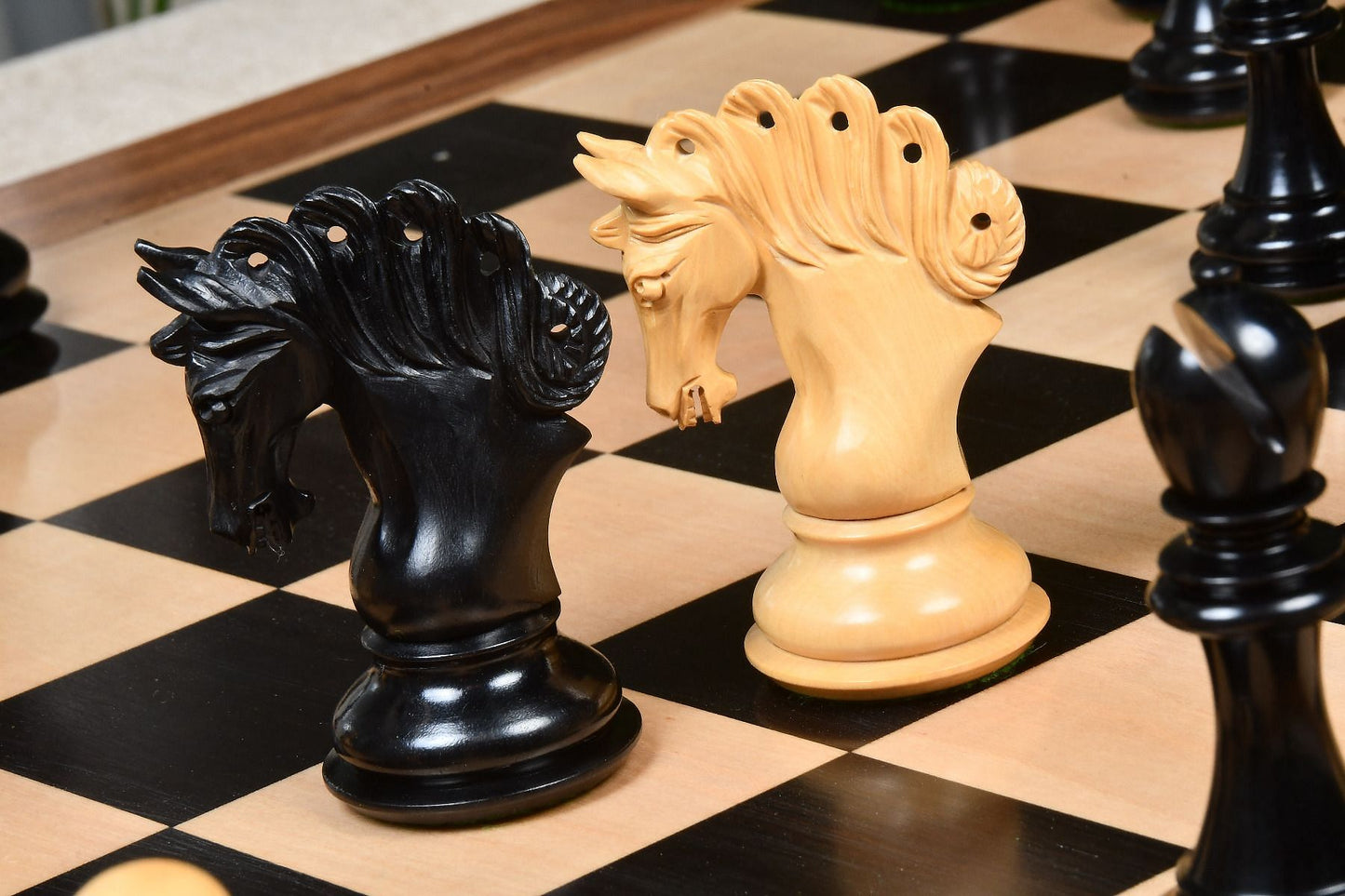 The Pegasus Series Artisan Staunton Chess Pieces version 2.0 in Ebony / Boxwood - 4.6" King