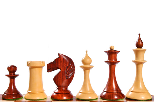 The 1950s Soviet (Russian) Latvian Reproduced Chess Pieces in Budrosewood & Natural Boxwood - 4.1" King