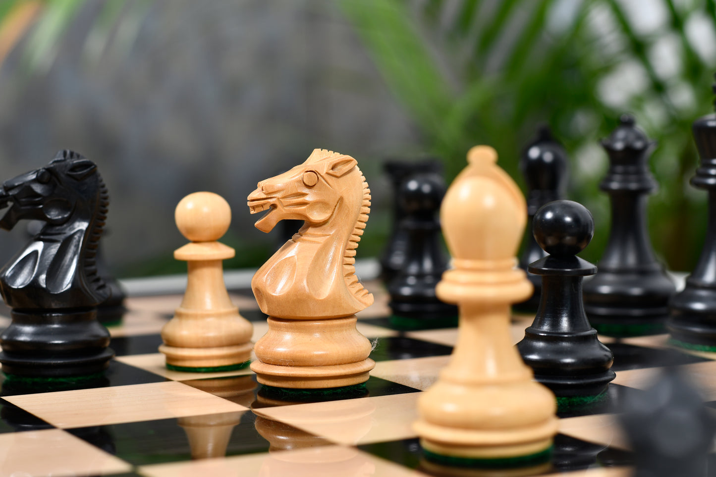 The Laughing Knight Series Chess Pieces in Ebonized & Boxwood - 3.0" King