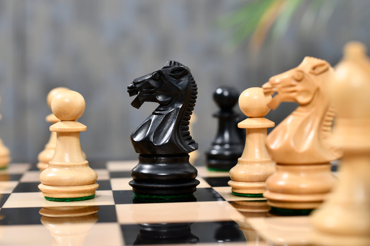 The Laughing Knight Series Chess Pieces in Ebonized & Boxwood - 3.0" King