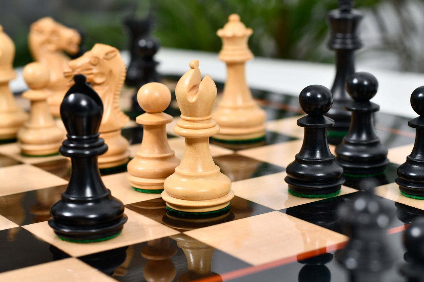 The Laughing Knight Series Chess Pieces in Ebonized & Boxwood - 3.0" King