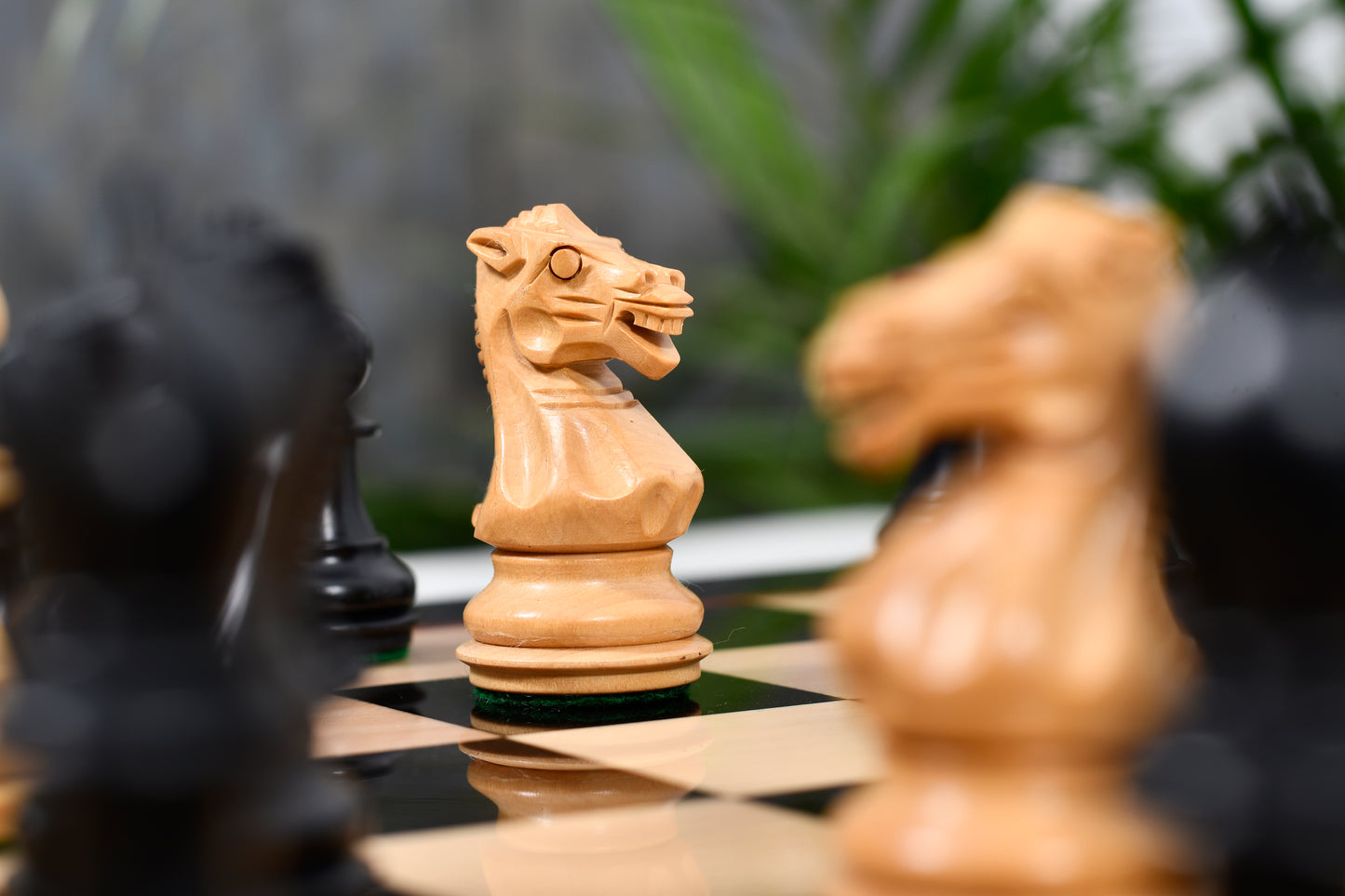 The Laughing Knight Series Chess Pieces in Ebonized & Boxwood - 3.0" King