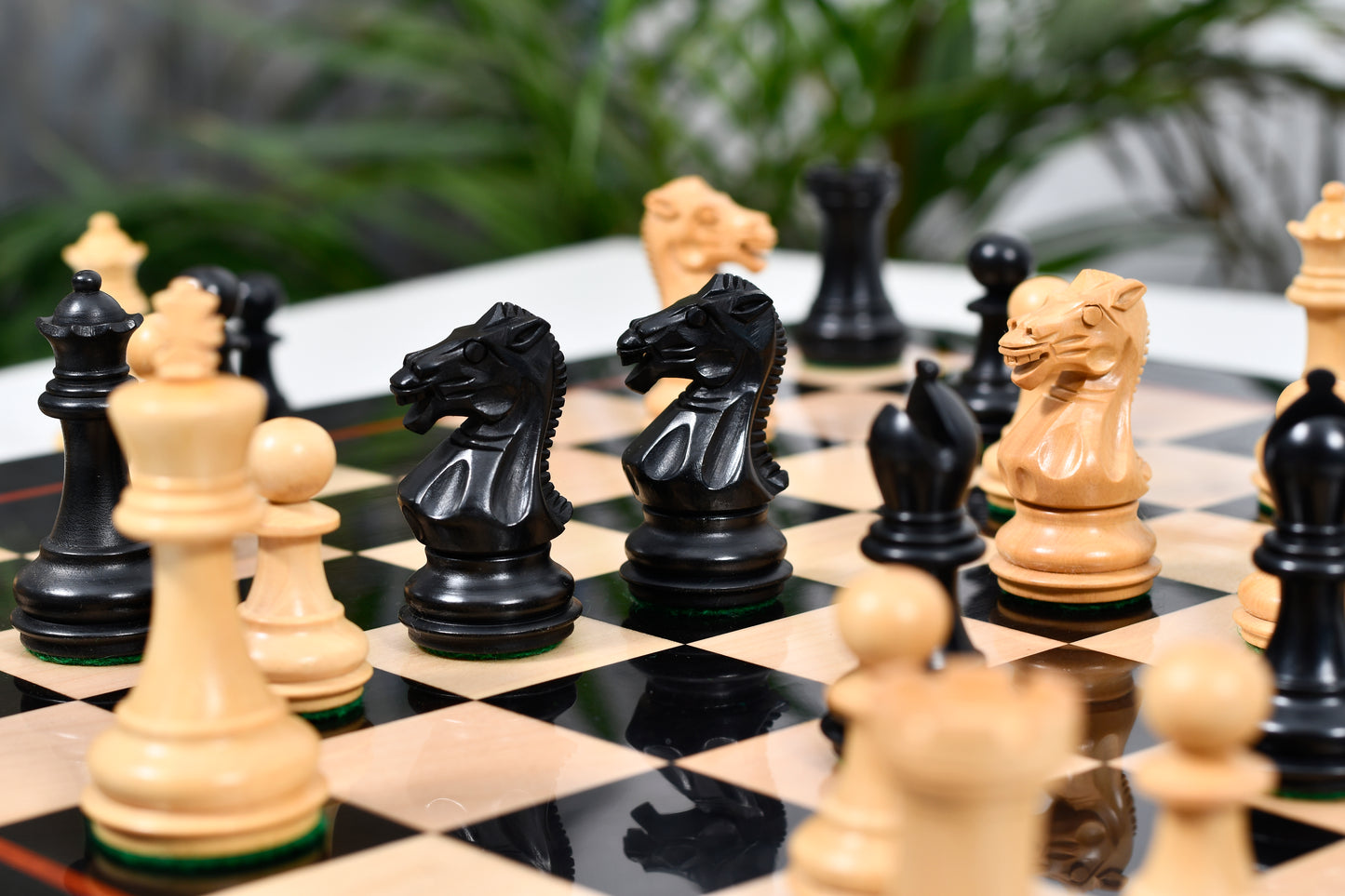 The Laughing Knight Series Chess Pieces in Ebonized & Boxwood - 3.0" King