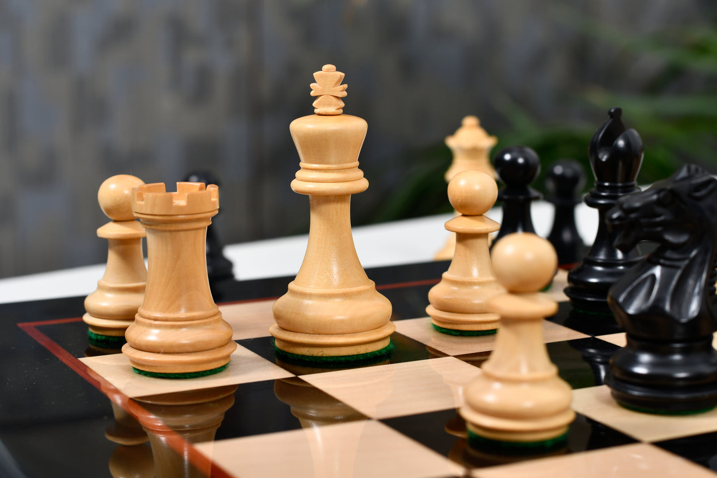 The Laughing Knight Series Chess Pieces in Ebonized & Boxwood - 3.0" King