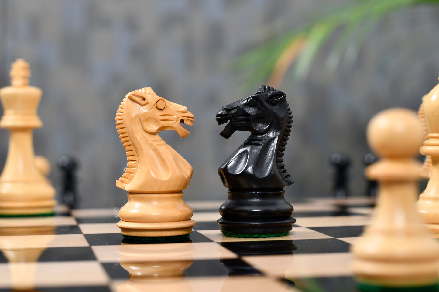 The Laughing Knight Series Chess Pieces in Ebonized & Boxwood - 3.0" King