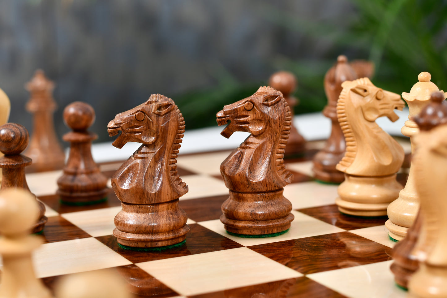 The Laughing Knight Series Chess Pieces in Sheesham & Boxwood - 3.0" King