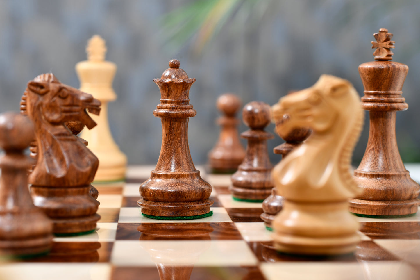 The Laughing Knight Series Chess Pieces in Sheesham & Boxwood - 3.0" King