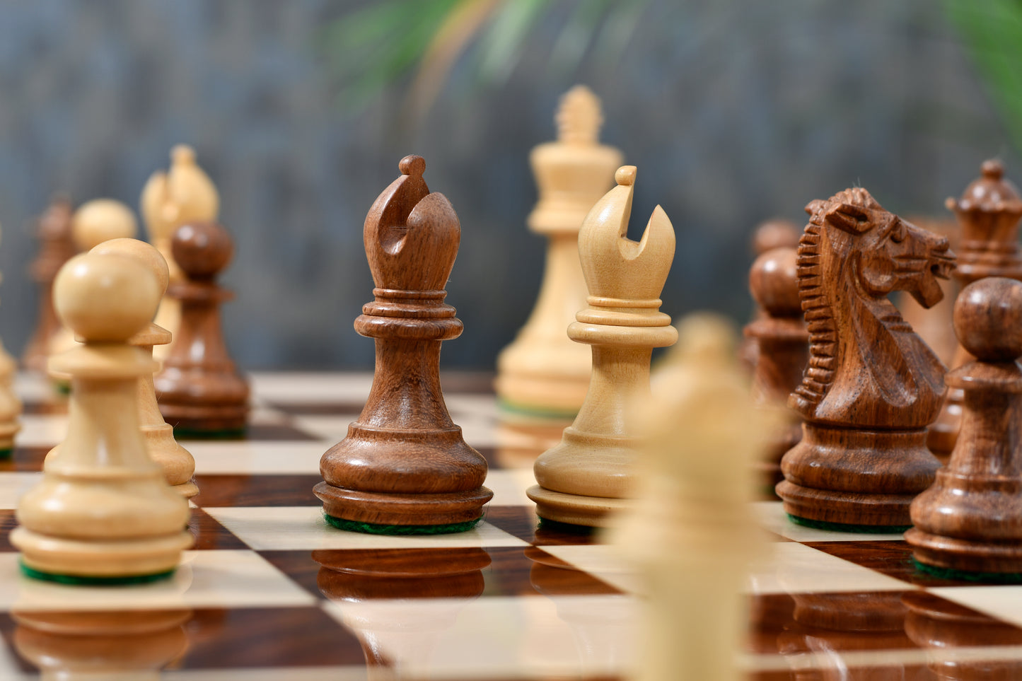 The Laughing Knight Series Chess Pieces in Sheesham & Boxwood - 3.0" King