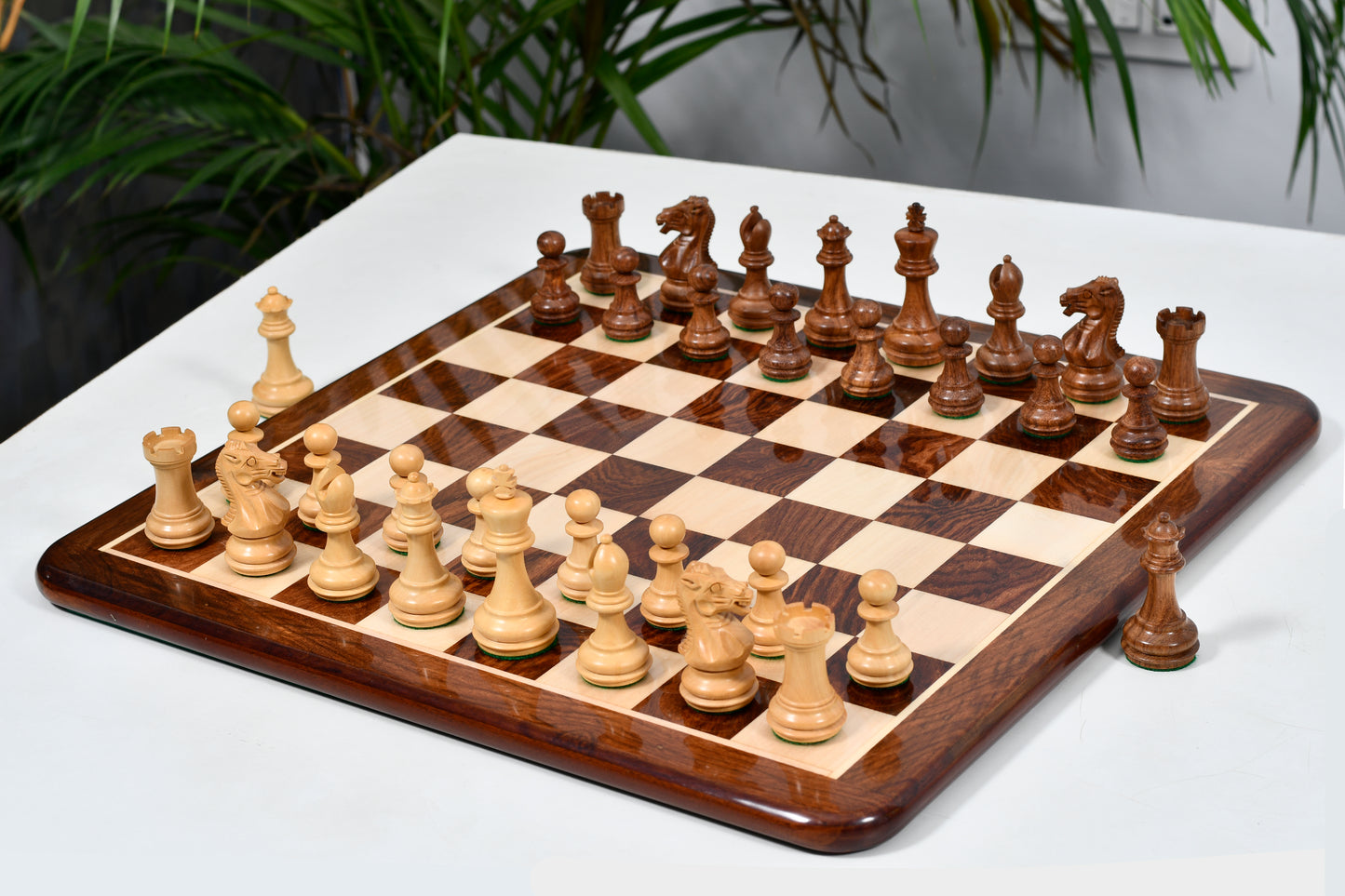 The Laughing Knight Series Chess Pieces in Sheesham & Boxwood - 3.0" King