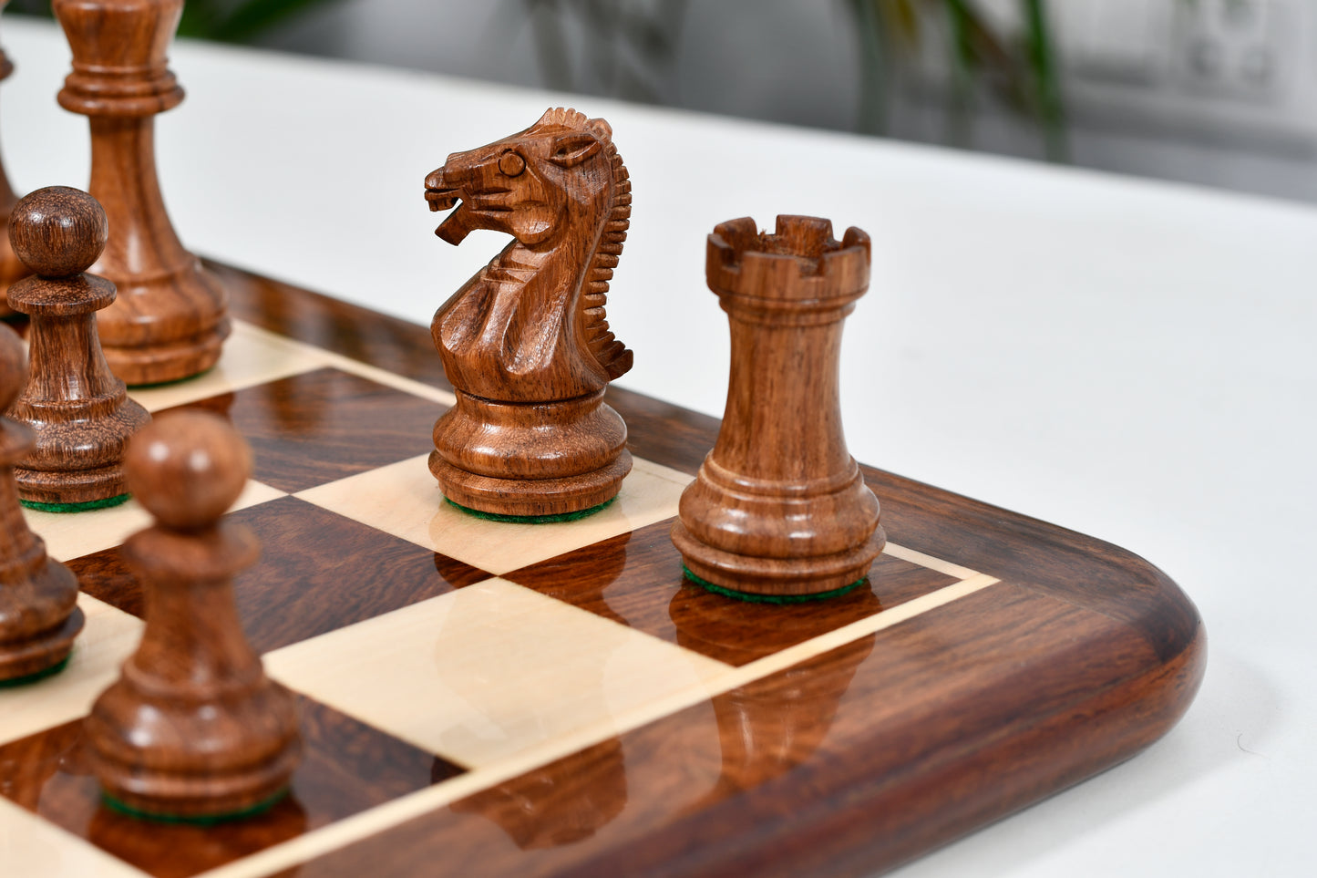 The Laughing Knight Series Chess Pieces in Sheesham & Boxwood - 3.0" King