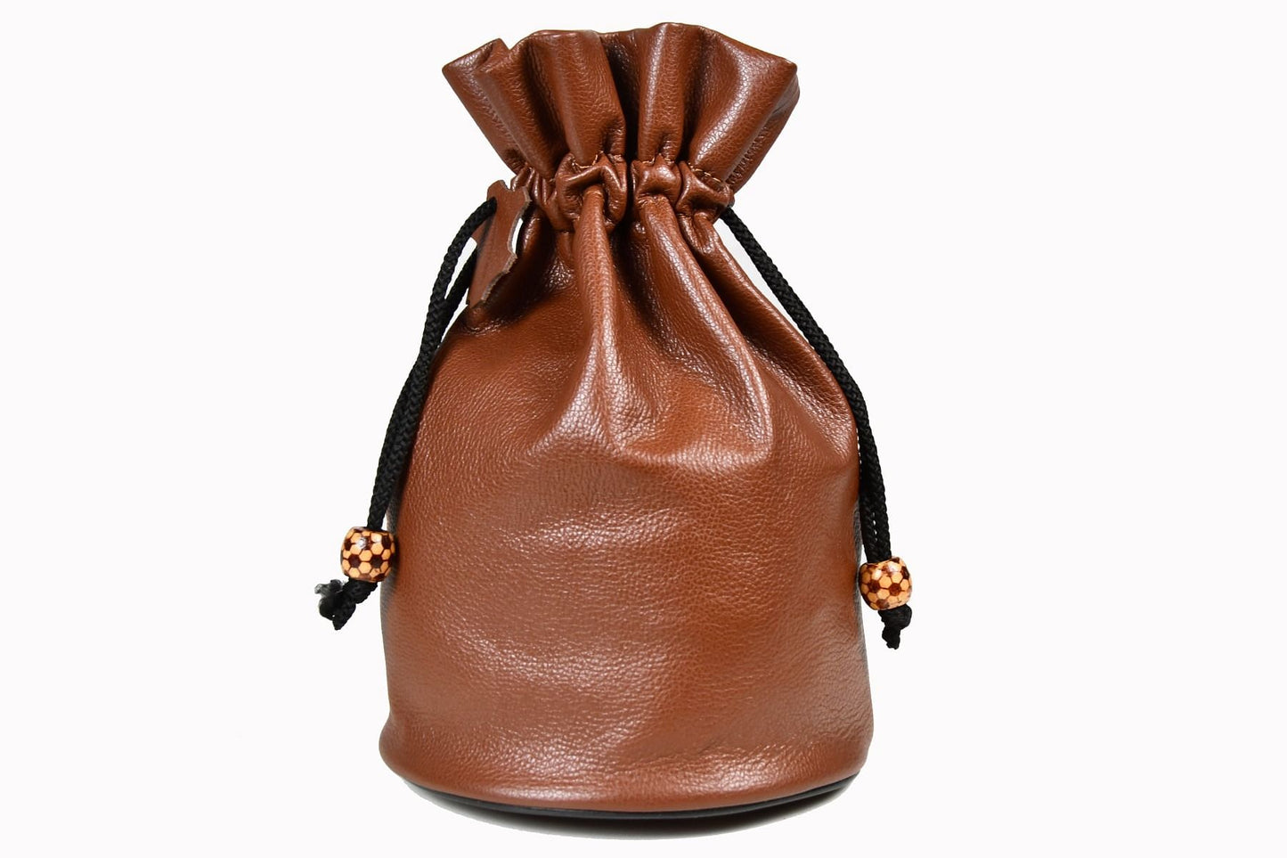 Genuine Cow Milled Leather Drawstring Storage Pouch for 4" to 5" King Chess Pieces