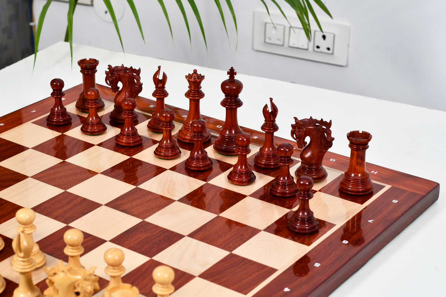 Viking Series Triple Weighted Staunton Luxury Chess Pieces – Handcrafted Bud Rosewood & Boxwood, 4.4” King