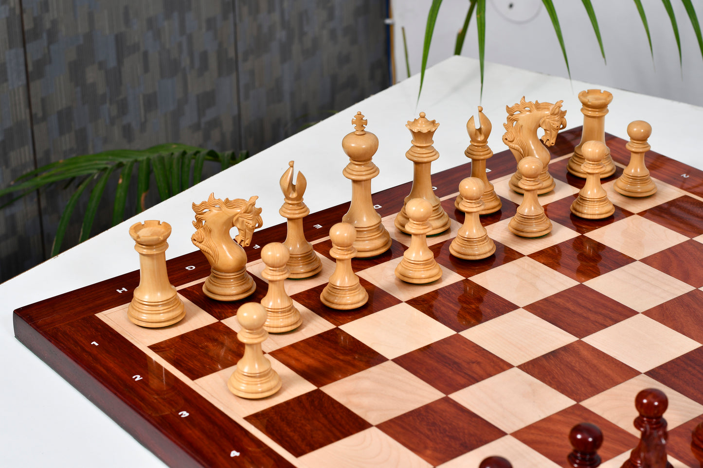 Viking Series Triple Weighted Staunton Luxury Chess Pieces – Handcrafted Bud Rosewood & Boxwood, 4.4” King