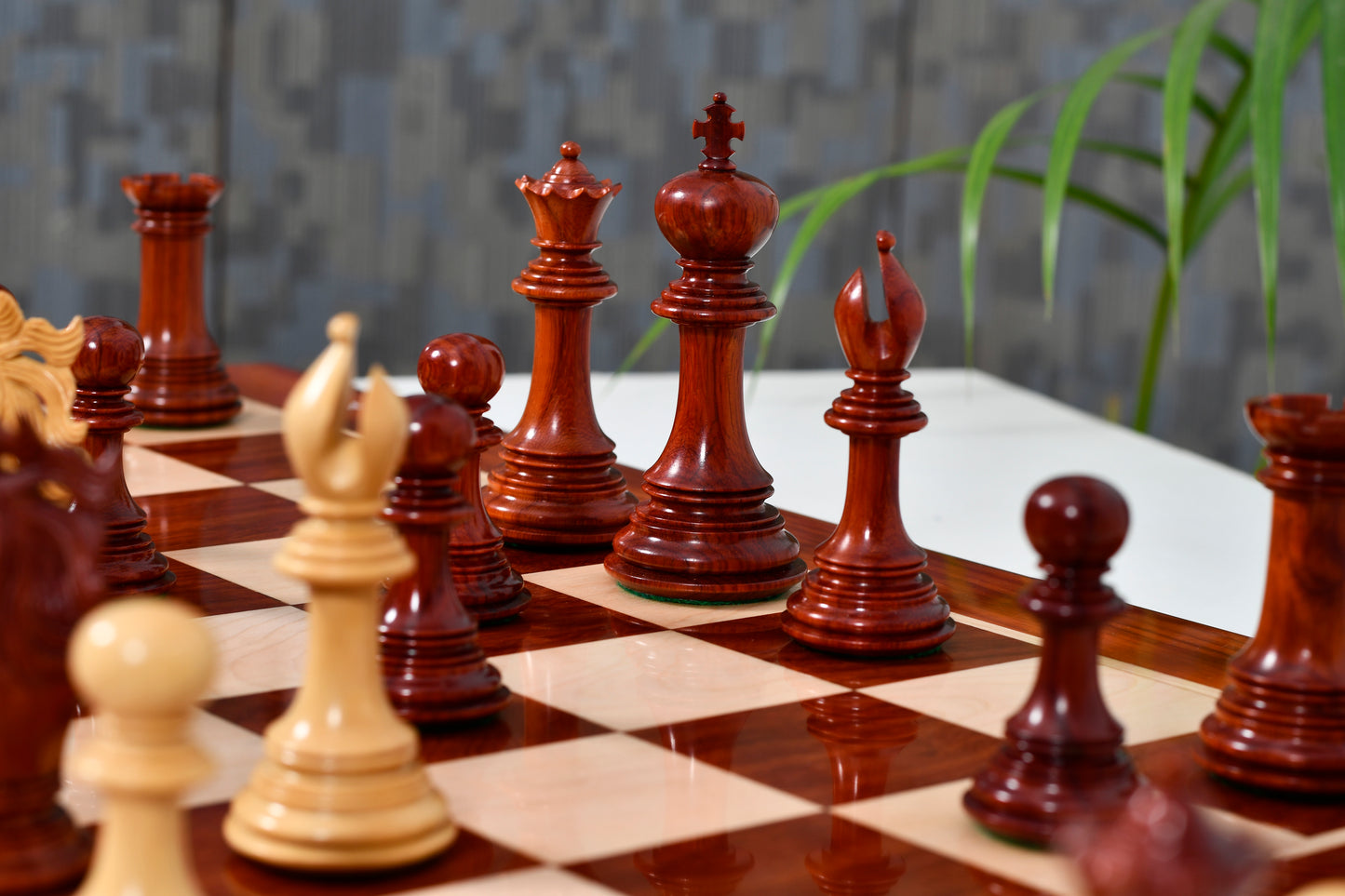 Viking Series Triple Weighted Staunton Luxury Chess Pieces – Handcrafted Bud Rosewood & Boxwood, 4.4” King