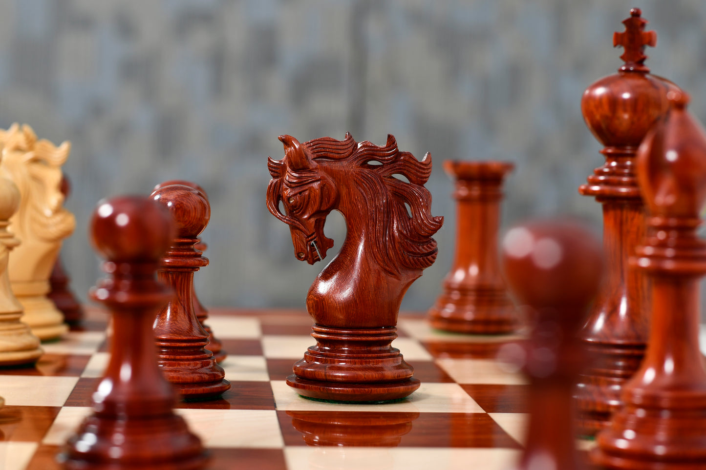 Viking Series Triple Weighted Staunton Luxury Chess Pieces – Handcrafted Bud Rosewood & Boxwood, 4.4” King