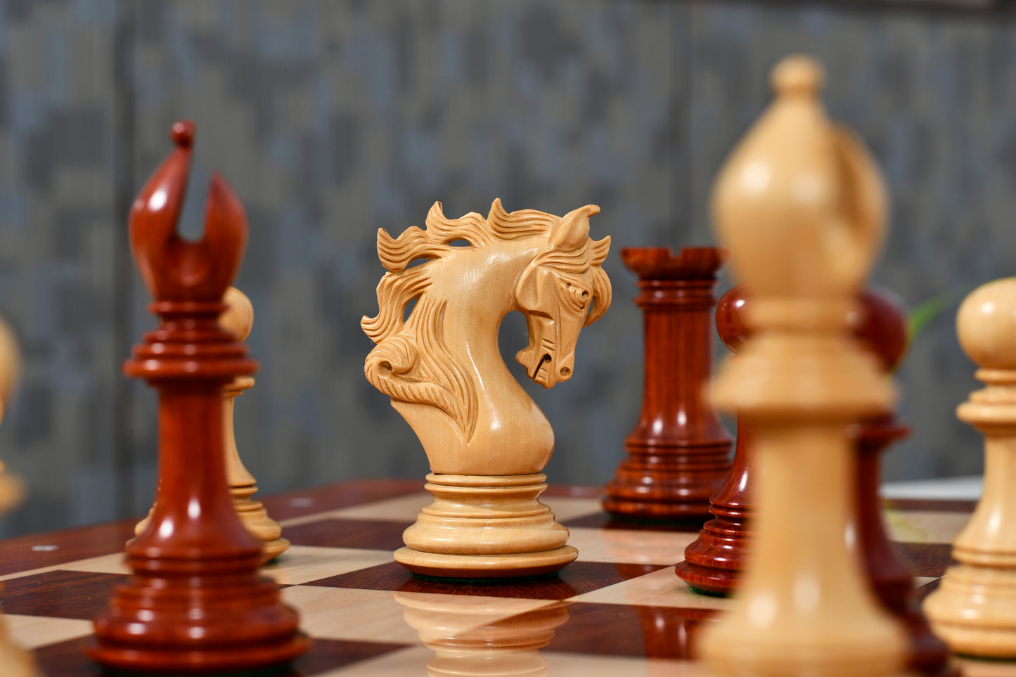 Viking Series Triple Weighted Staunton Luxury Chess Pieces – Handcrafted Bud Rosewood & Boxwood, 4.4” King