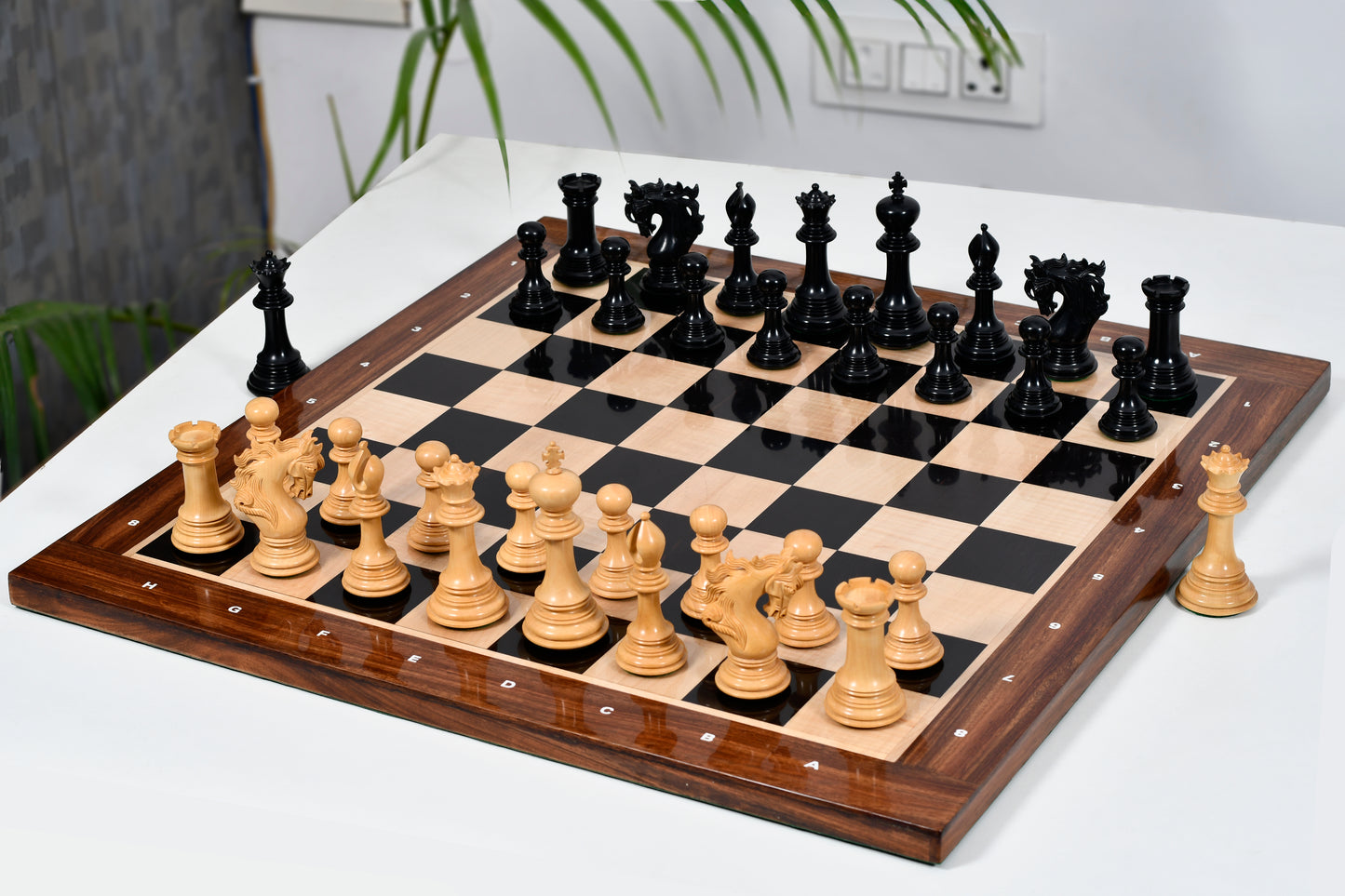 Viking Series Triple Weighted Staunton Luxury Chess Pieces – Handcrafted Ebony & Boxwood, 4.4” King