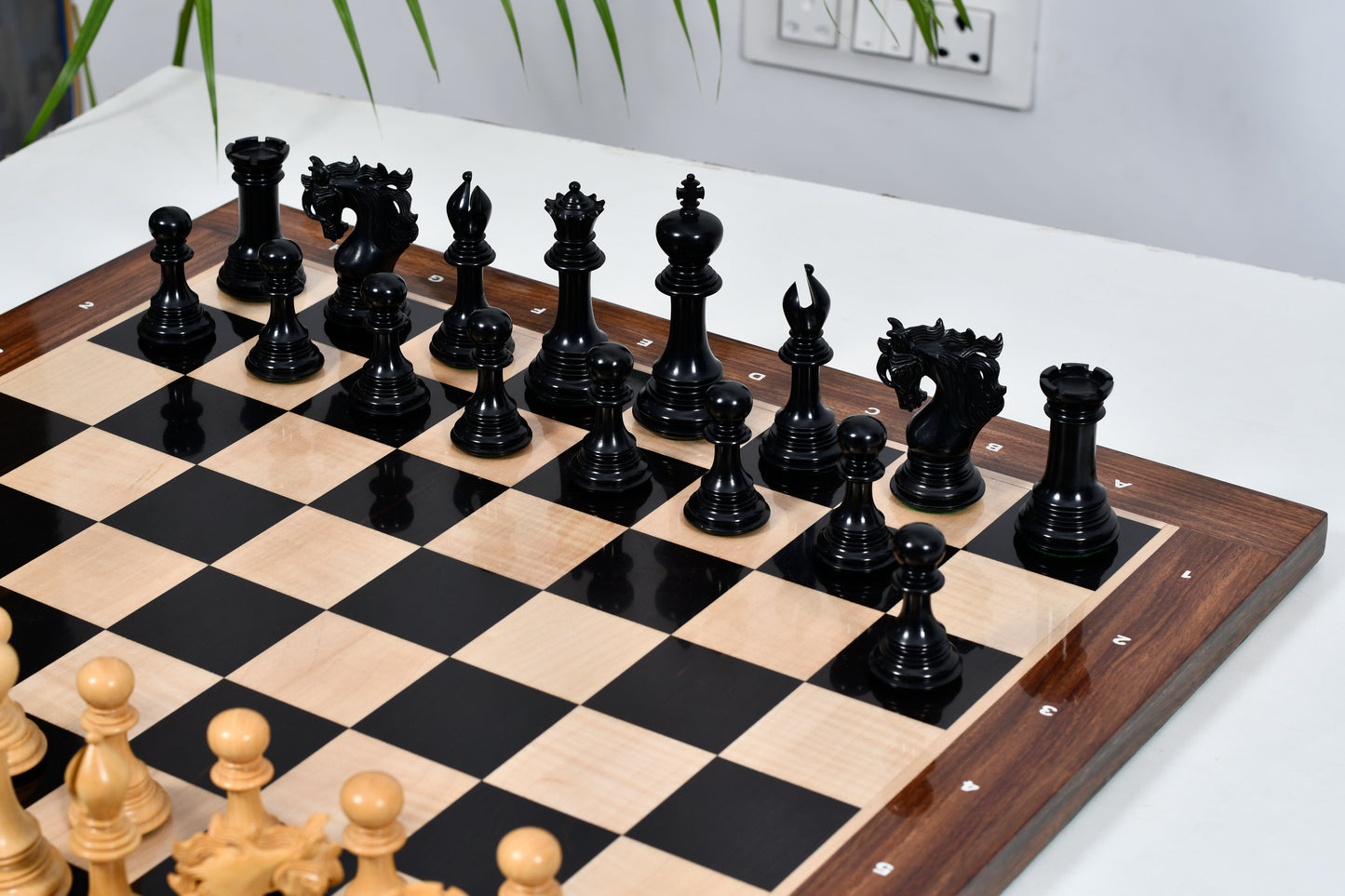 Viking Series Triple Weighted Staunton Luxury Chess Pieces – Handcrafted Ebony & Boxwood, 4.4” King