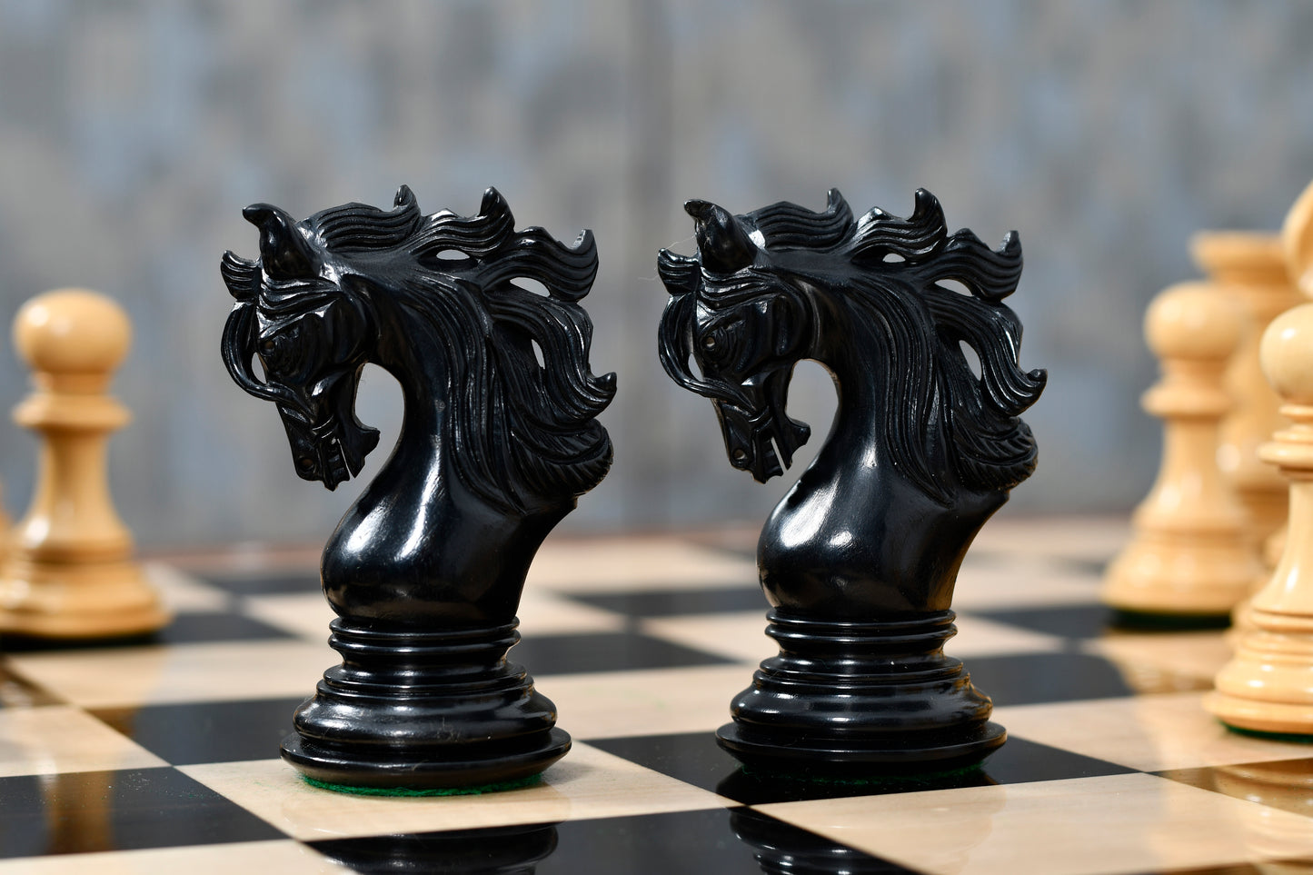 Viking Series Triple Weighted Staunton Luxury Chess Pieces – Handcrafted Ebony & Boxwood, 4.4” King